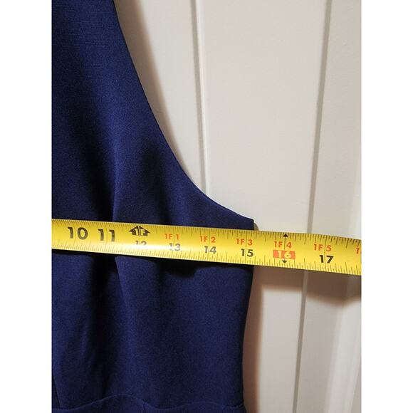 NEW Express Blue Mock Neck Sleeveless Keyhole Sexy Sheath Dress Lace Back Size 6 - Picture 8 of 10